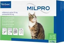 Милпро Milpro 16 мг/40 мг для кошек 2 кг - 8 кг, 4 таблетки 634 фото