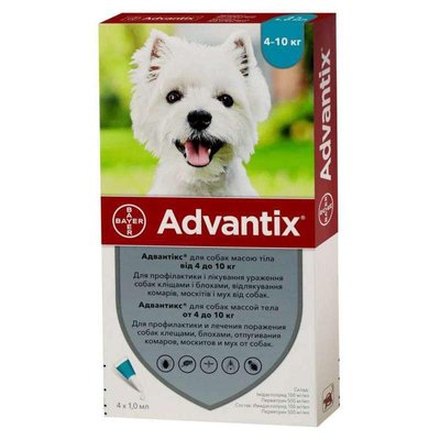 Bayer Advantix (Адвантикс) № 4 капли на холку для собак 4-10кг. 1737399499 фото