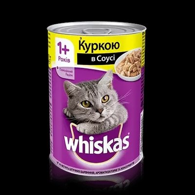 WHISKAS з куркою в соусі для дорослих котів, 400 г консерва (вискас) в4 фото