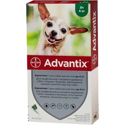 Bayer Advantix (Адвантикс) капли на холку для собак до 4кг. Адвантікс цена за 1 пипетку 1737400142 фото