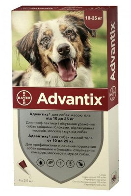 Bayer Advantix (Адвантикс) капли на холку для собак 10-25кг Адвантікс цена за 1 пипетку 1737400388 фото