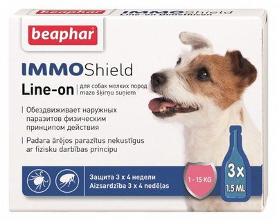 Beaphar IMMO Shield Капли от блох и клещей для собак до 15 кг (цена за упаковку) Беафар 1682553440 фото