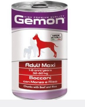 Джемон Gemon Maxi Adult шматочки з яловичиною і рисом консерва 1,25 кг 1726710572 фото