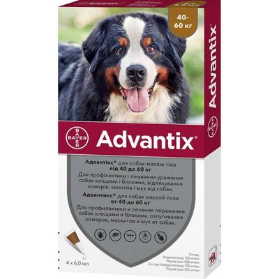 Bayer Advantix (Адвантикс) №4 капли на холку для собак 40-60 кг. Адвантікс 1737401204 фото