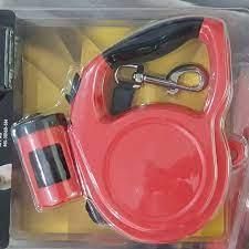 Поводок рулетка лента красный 5м*25кг с контейнером для мусорних пакетов Red ZooMax MS-3016B-5M фото