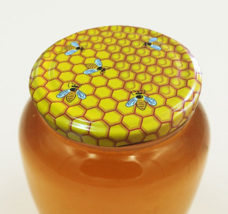 Крышка для меда на стеклянную банку “Пчёлки на сотах”. Твист-офф 82 мм SOTA0011 фото