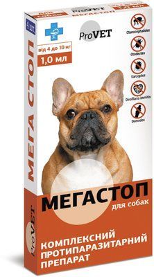 Краплі ProVET Мегастоп д/собак 4-10 кг, 4 х 1 мл * 43 фото