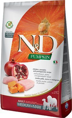 N&D GRAIN FREE PUMPKIN DOG CHICKEN & POMEGRANATE ADULT MEDIUM & MAXI 12 KG 1780868410 фото