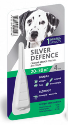 Срібний Захист для собак 20-30 кг Silver Defence краплі на холку від бліх, кліщів, 1 піпетка 1818007615 фото