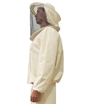 Куртка пчеловода белая бязевая с маской 1706 фото
