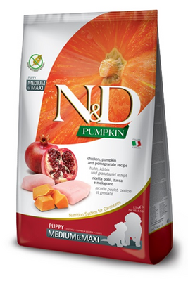 N&D GRAIN FREE PUMPKIN DOG CHICKEN & POMEGRANATE PUPPY MEDIUM MAXI 12 KG 1780870889 фото