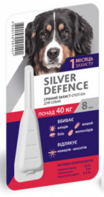 Срібний Захист для собак понад 40 кг Silver Defence краплі на холку від бліх, кліщів, 1 піпетка 1818009955 фото