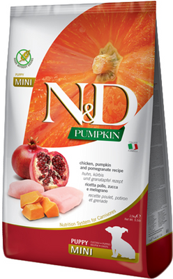 N&D GRAIN FREE PUMPKIN DOG CHICKEN & POMEGRANATE PUPPY MINI 7 кг 1780871189 фото