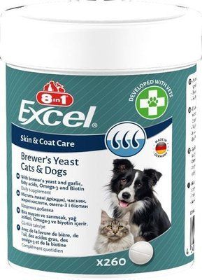 Пивные дрожжи 8in1 Excel Brewers Yeast для кошек и собак, 260 таблеток 723 фото