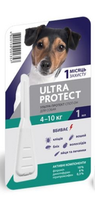 Капли на холку Palladium Ultra Protect от паразитов для собак весом от 4 до 10 кг 1 мл 1 пипетка 1818436339 фото