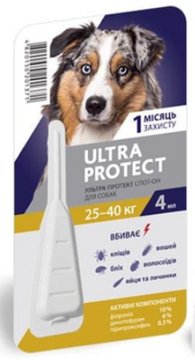 Краплі на холку Palladium Ultra Protect від паразитів для собак вагою від 25 до 40 кг, 1 піпетка 1818470943 фото