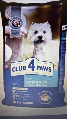 CLUB 4 PAWS Adult Small Breeds Lamb & Rice &ndash; гипоаллергенный сухой корм с ягненком и рисом для взрослых собак малых пород 14кг 1348 фото