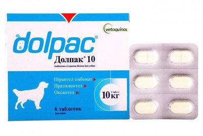 Долпак (Dolpac) 10 антигельмінтик для собак зі смаком бекону, 6 табл. 31 фото