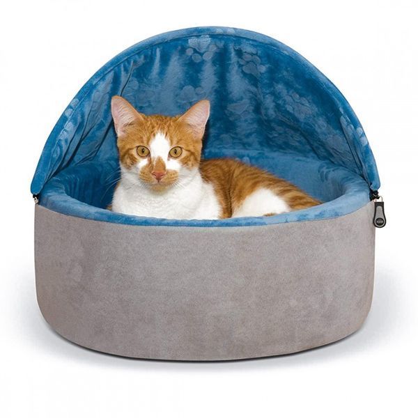 K&H Kitty Hooded самозігріваючий будиночок-лежак для котів шоколадний/жовто-коричневий | S * 2995 фото