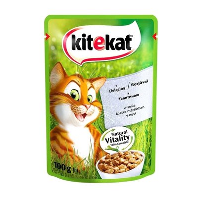 Влажный корм Kitekat для кошек, с телятиной в соусе, 100 г китикет в46 фото
